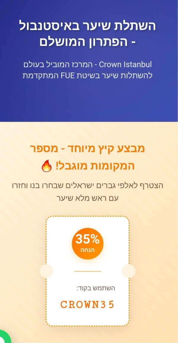Premium Hair Transplant Clinic Landing Page - Hebrew RTL with Video Gallery